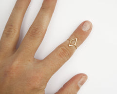 Thin Gold Diamond Shape Ring