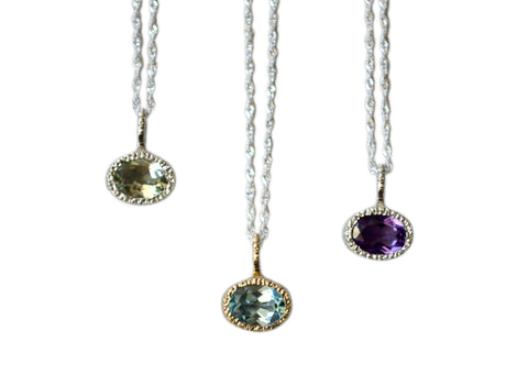 Oval Stardust Gemstone Pendants