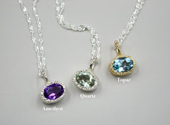 Oval Stardust Gemstone Pendants