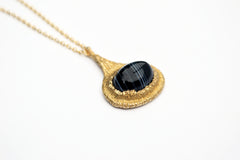 Drip Pendant with Black Lace Agate