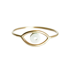 Thin gold evil eye ring