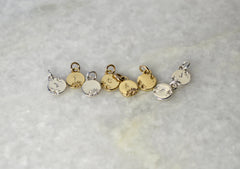 Tiny Flower Initial Charm Necklace, Yellow Brass and Gold Filled Chain