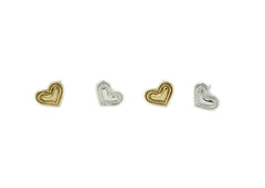 Gold tone and Silver Tone Heart Earrings together