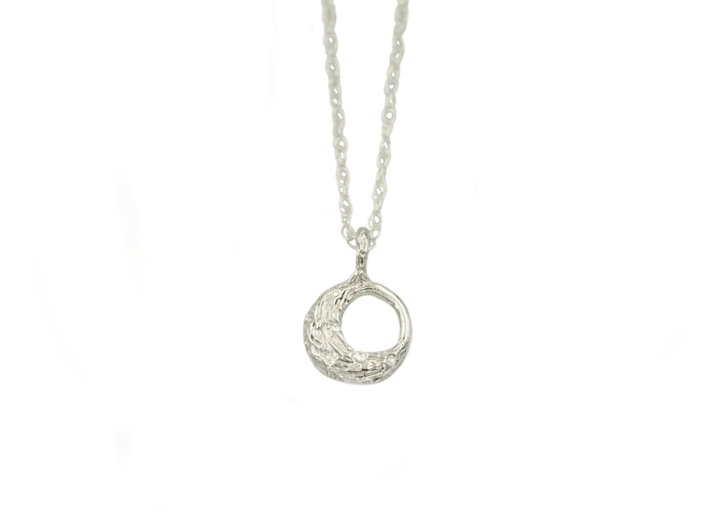 silver tone little moon necklace