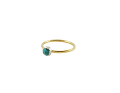 Thin gold turquoise stacking ring