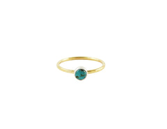 Thin gold turquoise stacking ring