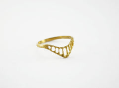 Intricate gold chevron ring