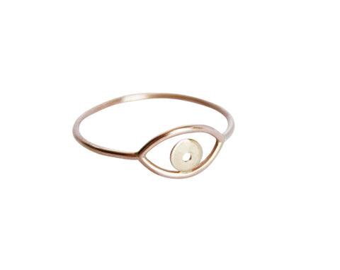 Rose & Yellow Gold Evil Eye Ring