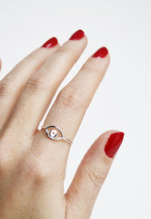 Delicate Silver Evil Eye Ring