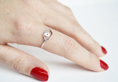 Thin Silver Evil Eye Ring
