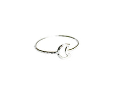 Thin silver crescent moon ring