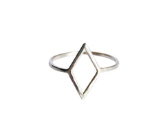 Thin Silver Diamond Shape Ring
