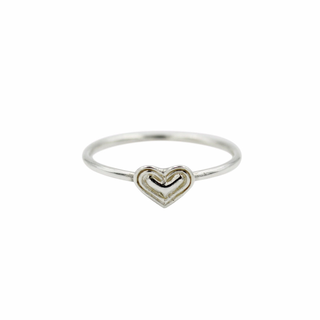 silver small thin heart ring