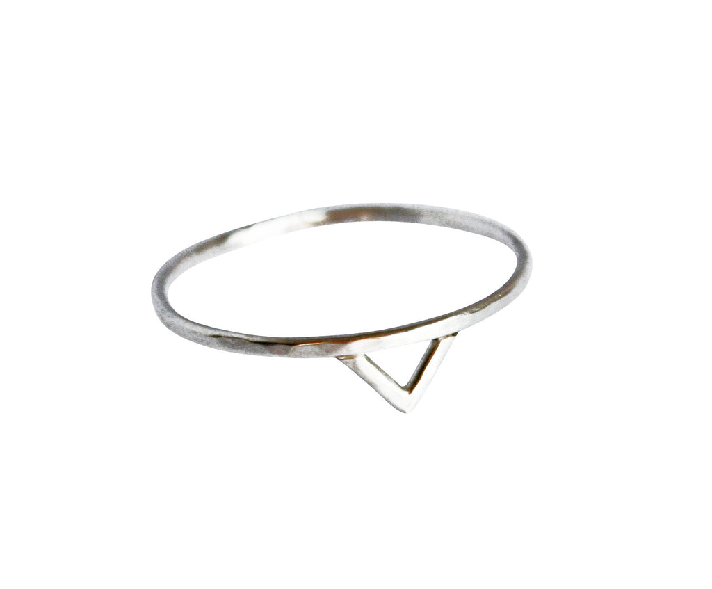 Thin Silver Triangle Ring