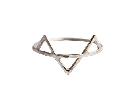 Silver Three Spikes Ring