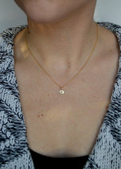 Tiny Stars Initial Charm Necklace, Yellow Brass and Gold Filled Chain