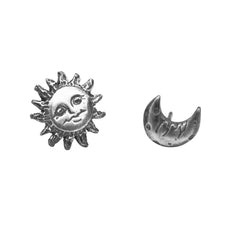 Silver Sun and Moon Earrings