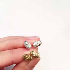 Cat Stud Earrings, Yellow Brass