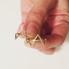 Gold Three Spikes Ring